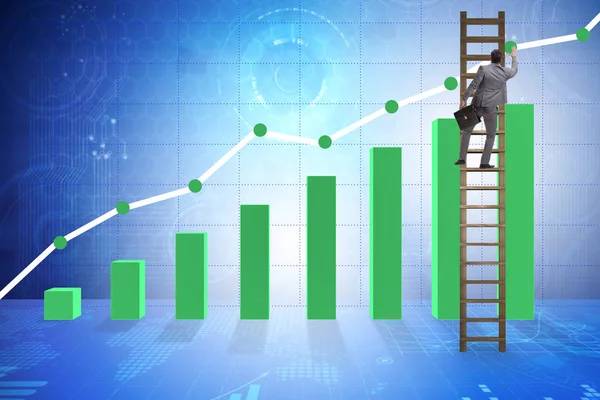 Geschäftsmann auf Wachstumskurs in der Statistik — Stockfoto