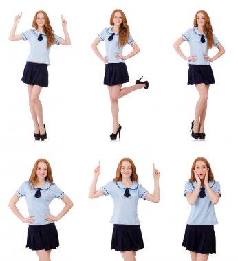 Yaramaz öğrenci genç erkek beyaz izole