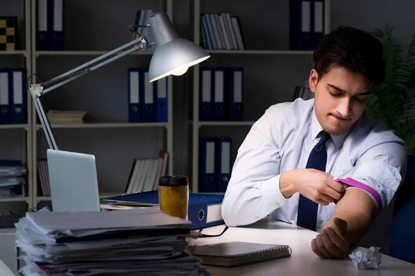 Employee relieving stress from overtime with drugs narcotics