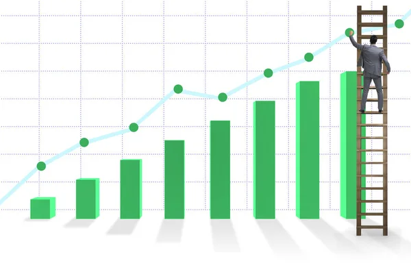 Podnikatel stoupající směrem k růstu statistiky — Stock fotografie