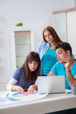 Tasarımcı takımı yeni iç projeyi tartışıyor