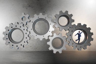 Çarklar ve iş adamlarıyla takım çalışması kavramı