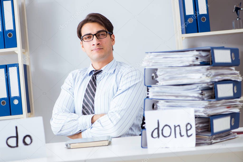 Businessman working on his to-do list