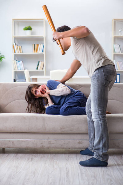 Desparate wife with aggressive husband in domestic violence conc