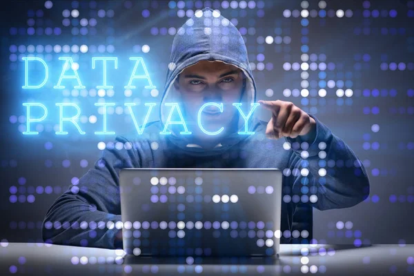 Data privacy concept with hacker stealing personal information — Stock Photo, Image