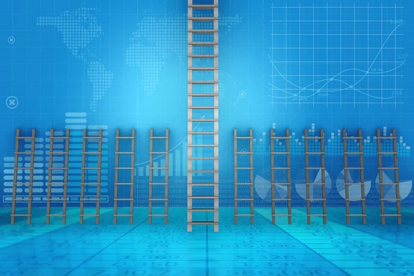 Escadas diferentes no conceito de progressão de carreira - renderização 3d — Fotografia de Stock