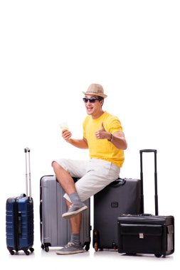 Mutlu genç adam yaz tatiline çıkıyor.