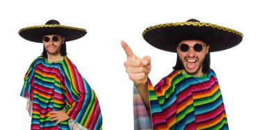 Beyaz pançolu yakışıklı adam izole edilmiş.