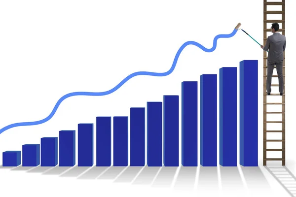 L'homme d'affaires progresse vers la croissance des statistiques — Photo