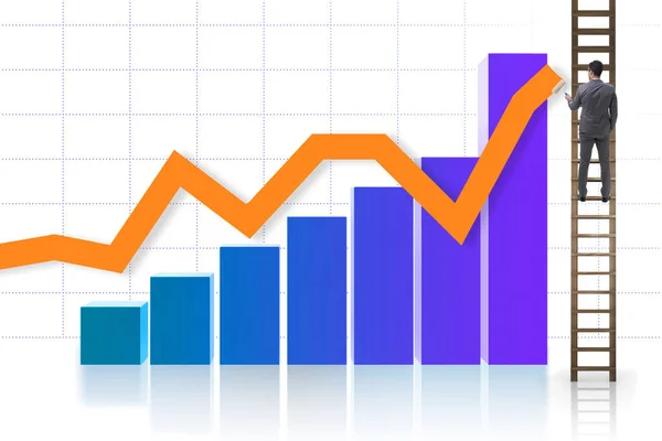 A statisztikai növekedés felé haladó üzletember — Stock Fotó