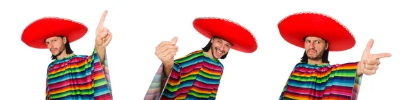 Handsome man in vivid poncho isolated on white — Stock Photo, Image