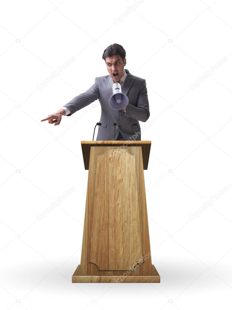 Businessman making a speech in business concept