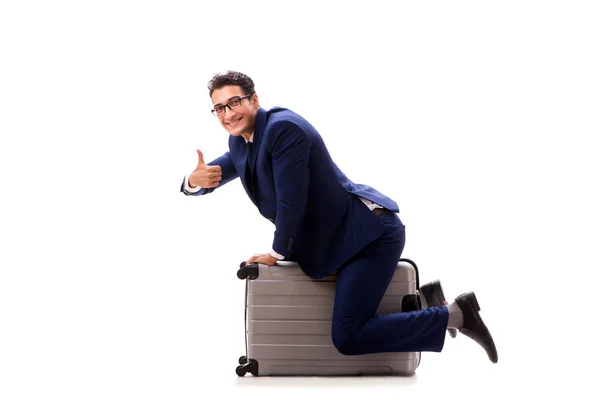 Zakenman in reizen bedrijfsconcept geïsoleerd op wit — Stockfoto