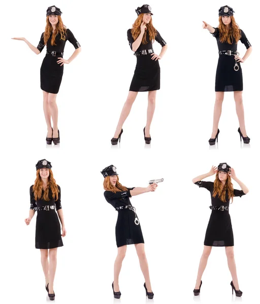 Redhead police officer isolated on white — Stock Photo, Image