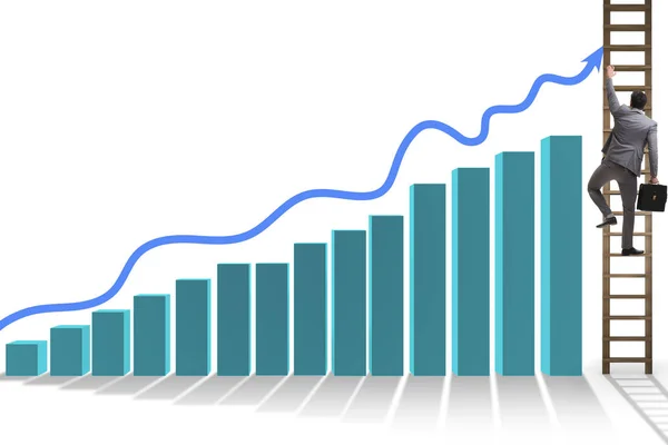 Podnikatel stoupající směrem k růstu statistiky — Stock fotografie