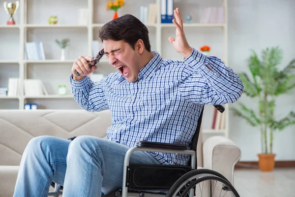 Disabled student desperate and committing suicide — Stock Photo, Image