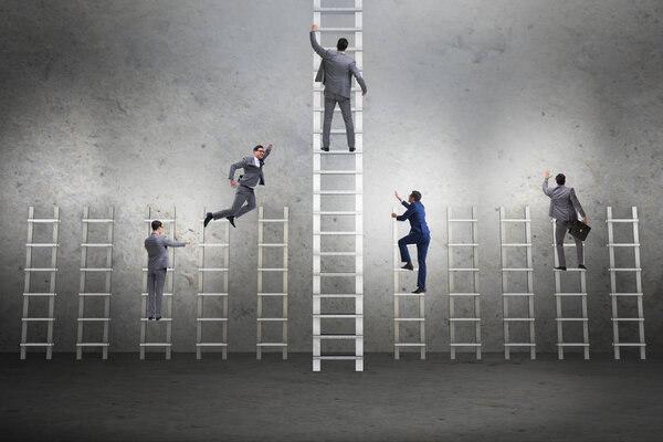 Competition concept with businessman beating competitors