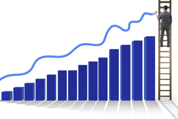 A statisztikai növekedés felé haladó üzletember — Stock Fotó
