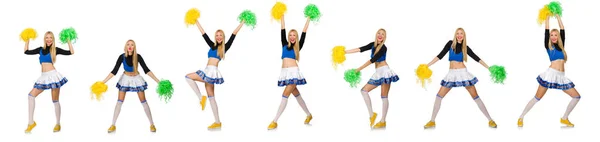 Woman cheerleader isolated on the white — Stock Photo, Image