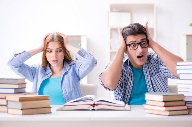 Üniversite sınavlarına çalışan iki öğrenci.