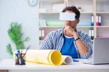 Sanal gerçeklik VR gözlüklü genç tasarımcı