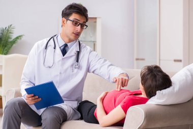 Hamile kadın hasta düzenli kontrol için doktoru ziyaret ediyor.