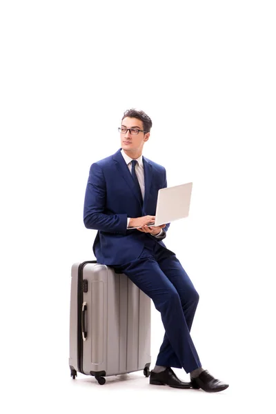 Empresário em conceito de viagem de negócios isolado em branco — Fotografia de Stock