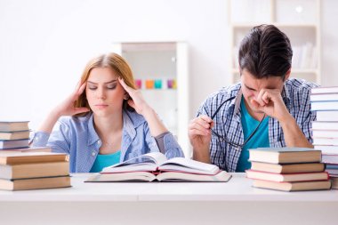 Üniversite sınavlarına çalışan iki öğrenci.