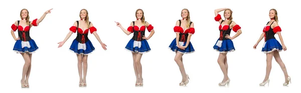 Vrouw in Oktoberfest concept op wit — Stockfoto