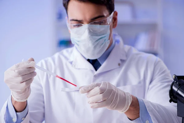 Asistente de laboratorio analizando muestras de sangre en el hospital —  Fotos de Stock