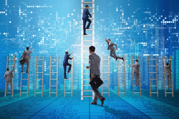 Competition concept with businessman beating competitors