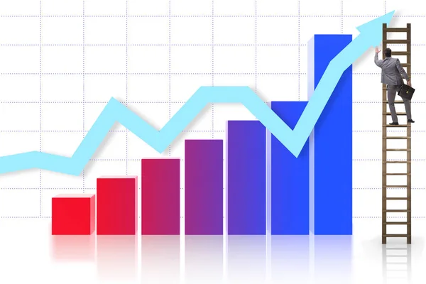 Geschäftsmann auf Wachstumskurs in der Statistik — Stockfoto