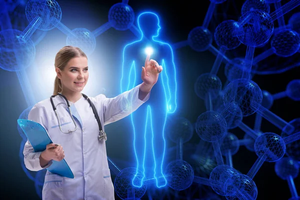 Medico donna in telemedicina concetto futuristico — Foto Stock