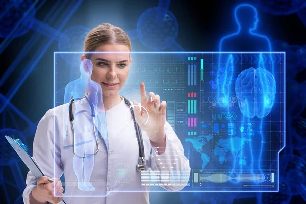 Woman doctor in telemedicine futuristic concept — Stock Photo, Image