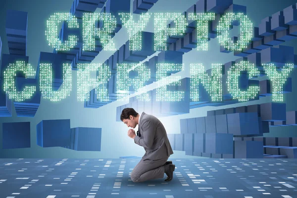 Businessman confused about all cryptocurrencies — Stock Photo, Image