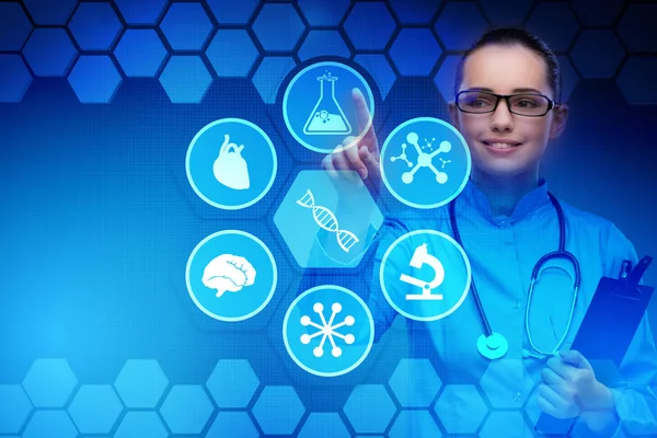 Woman doctor in telemedicine futuristic concept — Stock Photo, Image