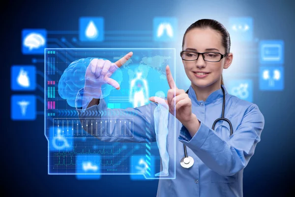 Woman doctor in telemedicine futuristic concept — Stock Photo, Image