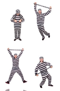 Beyaz arka planda tecrit edilmiş mahkum