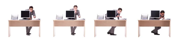 Üzletember bujkál az irodában elszigetelt fehér — Stock Fotó