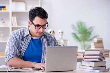 Tıp öğrencisi sınavlara hazırlanıyor.