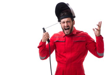 Beyaz arka plan üzerinde izole komik Kaynakçı