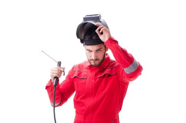 Beyaz arka plan üzerinde izole komik Kaynakçı