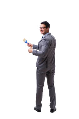 Beyaz arka planda izole edilmiş iş adamı ressam