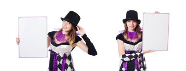 Kız beyaz izole Palyaço Kostüm