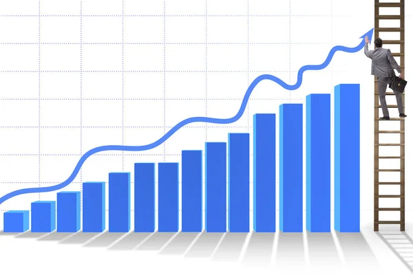 Empresario escalando hacia el crecimiento de las estadísticas —  Fotos de Stock