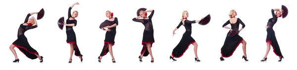 Kvinna dans spanska Dans isolerad på vit — Stockfoto