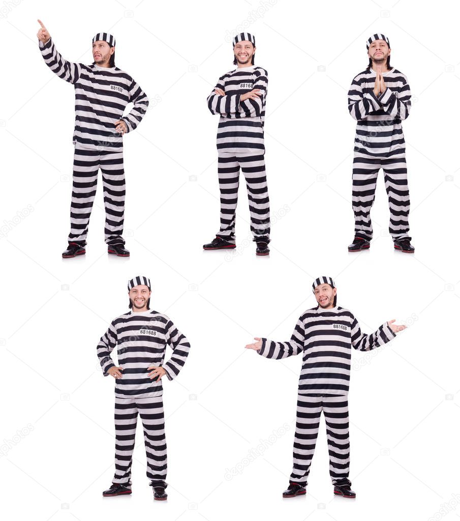 Prison inmate isolated on the white background