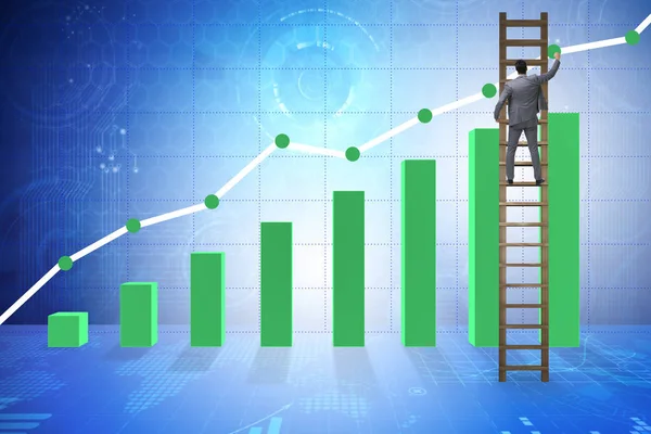 Geschäftsmann auf Wachstumskurs in der Statistik — Stockfoto