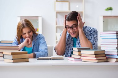 Üniversite sınavlarına çalışan iki öğrenci.