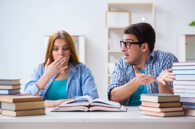 Üniversite sınavlarına çalışan iki öğrenci.